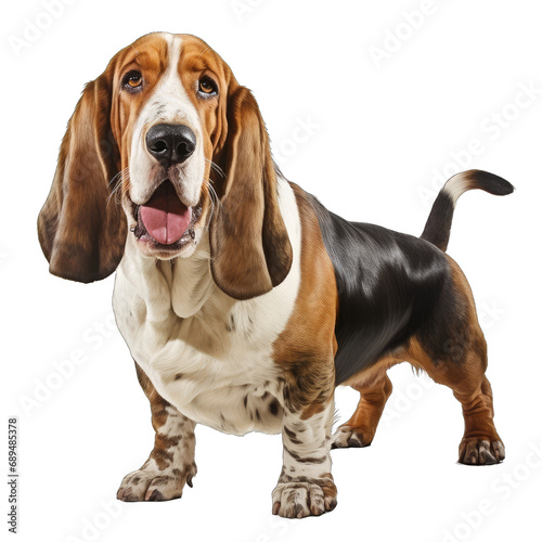 Basset hound dog on transparent background.