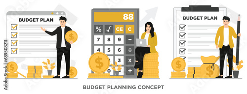 Flat vector budget business planning. financial planning concept illustrator 