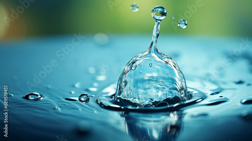 Water droplet, conservation, and eco-friendly concept for saving, sustainability, and environmental awareness. Clear, pure, and symbolic drop in the campaign to preserve water resources.