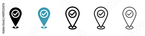 Checkpoint vector icon set. Checkpoint map check point pin for UI designs.