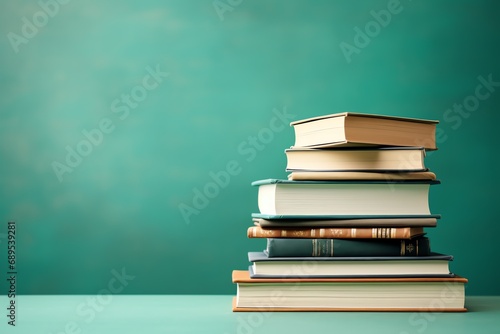 a stack of books on a table
