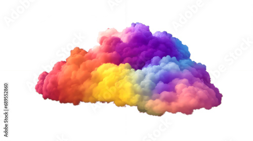 Vibrant colorful rainbow colored cloud isolated on white background