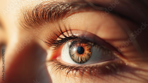 Close-Up of Woman’s Eye with Light Catch. Eyesight Concept