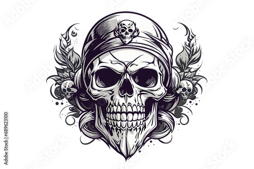 Skacy Skull Logo with Bandana Illustration