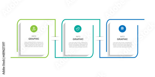 3 step line infographic vector element 