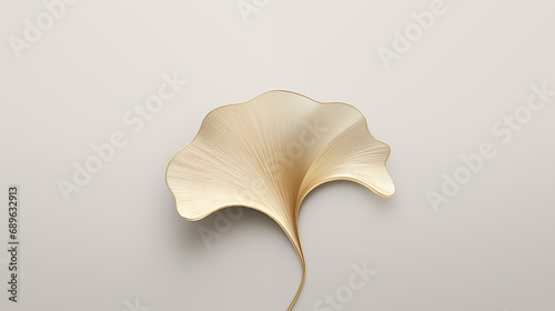  Gingko biloba golden 3d volume leaf for banner and logo