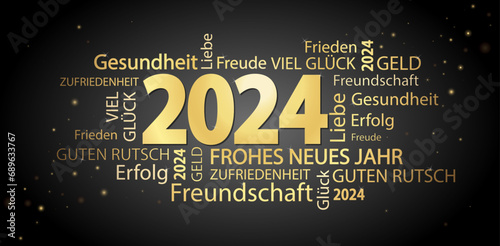 word cloud with new year 2024 greetings