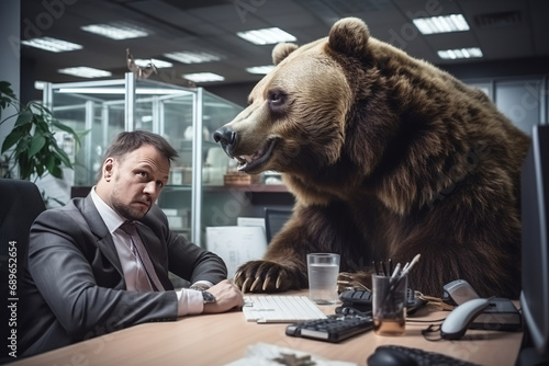 funny work weekdays in the office. Stupid boss in the office stupid office workers. bear office worker