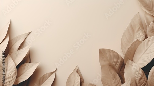 beauty of beige leaves artfully arranged to create a minimalist frame. The image provides ample copy space for text or design elements.