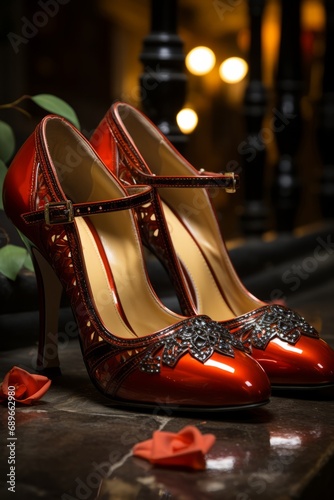 Pair of tango shoes awaiting the dance floor, Generative AI