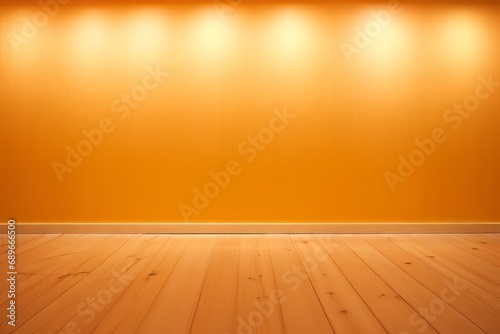 A light yellow wall in the interior with built-in lighting and a smooth floor