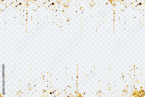 Scattered gold particles. Festive background or design element.