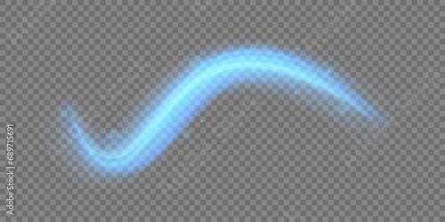 Luminous blue lines of speed. Light glowing effect . Abstract motion lines. PNG format. Light trail wave, fire path trace line, car lights, optic fiber and incandescence curve twirl.