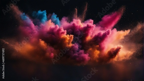 color pigments exploding in the air 