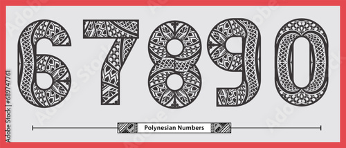 Numbers polynesian style in a set 67890