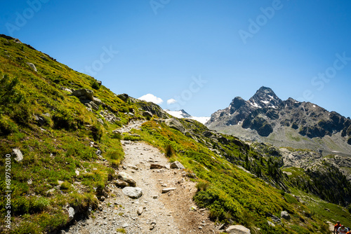 Summer Splendor: Peaks, Ice, Rocks, and Lakes. Alps. Aosta Valley. Italy.