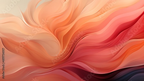 abstract background of wavy lines in Peach Fuzz shade, banner with space for text. Concept: Delicate color of the year for design and cover.