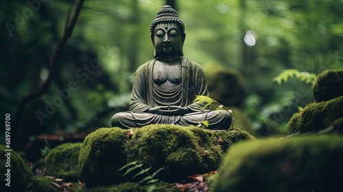 Buddha Gautama statue in nature, ai generative