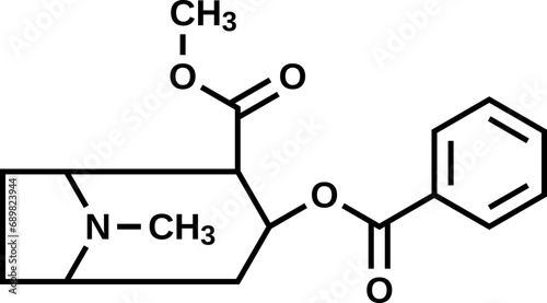 Cocaine structural formula, vector illustration