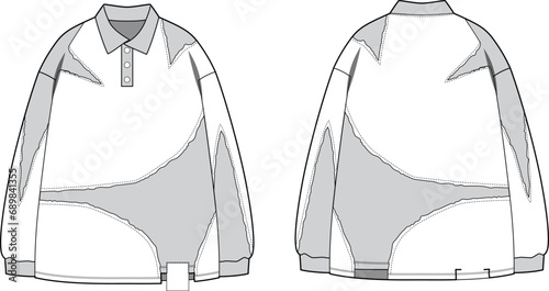 Asymmetric oversized fashion shirt cad illustration 