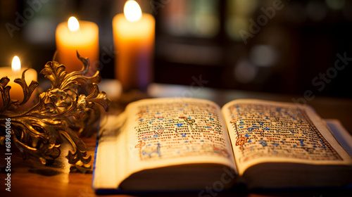 Illuminated Manuscript: Words of devotion aglow with divine light.