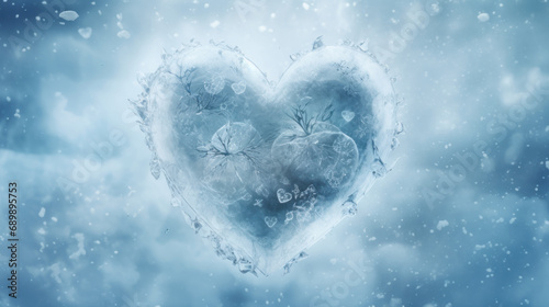 Cold heart made of ice - break-up, divorce, end of relationship concept