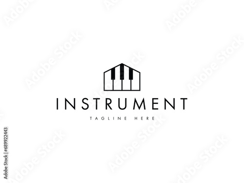 piano house instrument logo design