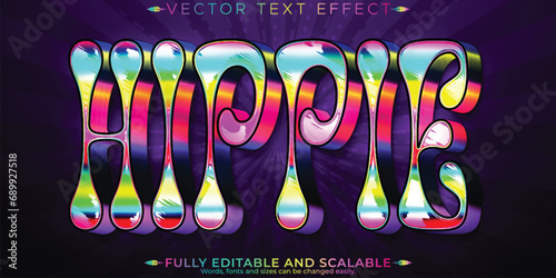 Hippie text effect, editable bohemian and trippy customizable font style