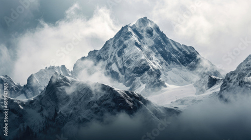 Snowy mountains close-up