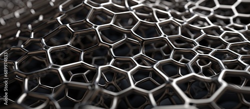 Synthetic metal foam with open-cell structure. Sintered metallic detail.