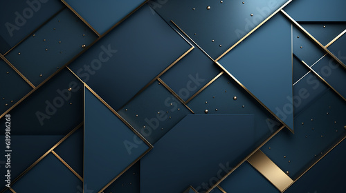 blue, gold square digital 3d background.