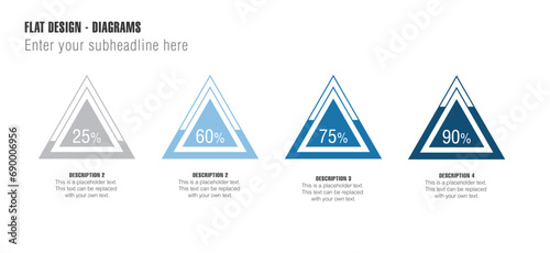 Flat Design - Diagrams. Vector infographic elements template with blue percentage circle
