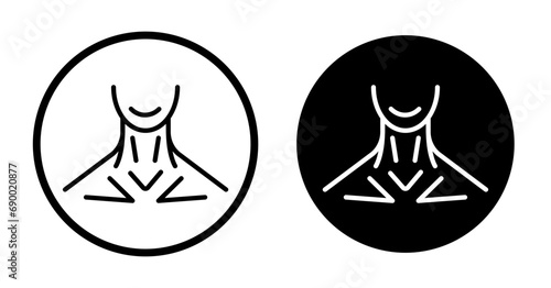 Human neck icon set. man throat vector symbol in black filled and outlined style.