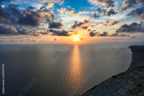 Beautiful sunset on the Black Sea in Anapa