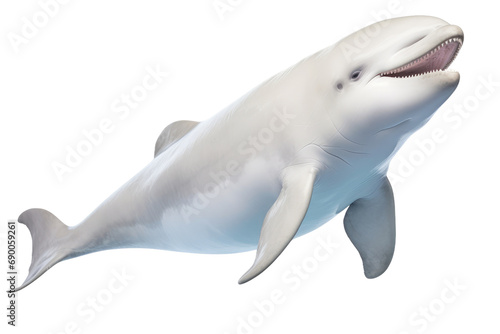 Majestic Ocean Dancer: Admiring the Beautiful Beluga isolated on transparent background