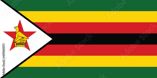 Flag Of Zimbabwe, Zimbabwe flag vector illustration, National flag of Zimbabwe, Zimbabwe flag.