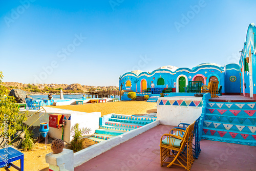 Colorful bright houses of a Nubian village.