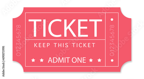 Ticket design, Ticket design template., admit one ticket, illustration of a ticket, admit one ticket isolated