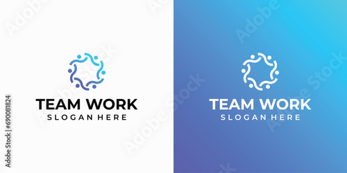 Abstract circular people together vector logo design