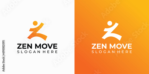 People vector logo design as moving letter Z