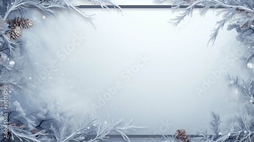 Winter frozen tree branch Photo frame s, Photoshop frame , pine icy snow branch, png isolated on a white background