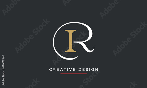 Alphabet letters RI or IR logo monogram