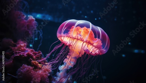 A Mesmerizing Jellyfish Gliding Through the Dark Waters