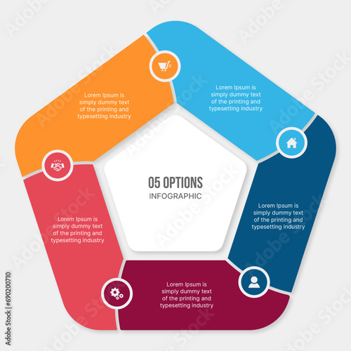 Five 5 Steps Options Business Infographic Design Template