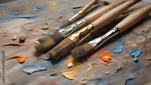 brushes and paints