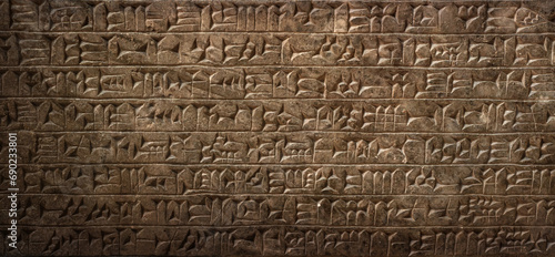 Ancient cuneiform Sumerian text. Historical background on the theme of civilizations of Assyria, Mesopotamia, Babylon, interfluve, Sumerian. Ancient archaeological background.