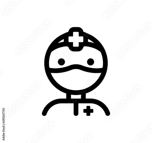 Doctor icon. Simple vector doctor surgeon in mask icon, illustration.