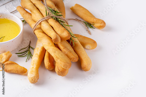 Homemade grissini breadsticks