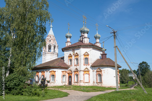 Ancient Annunciation Church (1762) on a sunny August day. Ustyuzhna Vologda region, Russia