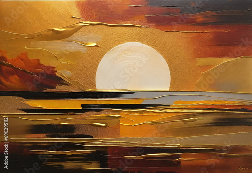Sunset Golden Hour Abstract Painting